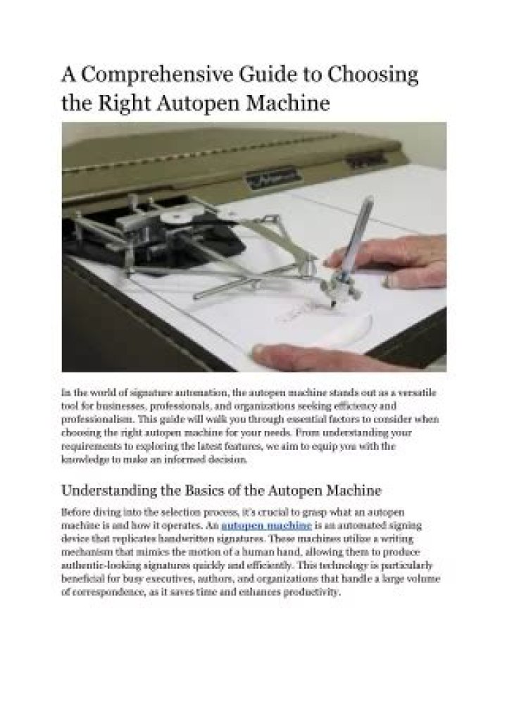Exploring the World of Autopen Technology: A Comprehensive Guide